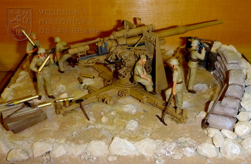 Diorama 88mm protiletadlový kanón FlaK 36 v bojích v Severní Africe