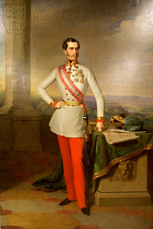 František Josef I. ve slavnostní uniformě rakouského polního maršála, kolem 1860.