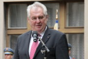 Prezident Miloš Zeman. Slavnostní vernisáž výstavy V zákopech první světové války v červnu 2014.