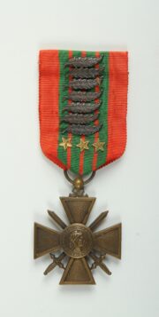 French War Cross 1939–1945, awarded to Fighter Pilot Alois Vašátko (Ribbon - three Bronze Stars for repeated mentione at the regiment / brigade level, Seven Bronze Palms for repeated mentione at the army level), 1940  