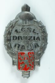 1st Czechoslovak Division in Italy Badge; awarded to former Member of Protectorate of Bohemia and Moravia Government Army Dalibor Knejfl, 1940s