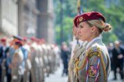 Slavnostní pietní ceremoniál,  u chrámu sv. Cyrila a Metoděje k uctění památky československých parašutistů a jejich pomocníků z domácího odboje. Resslova ulice, Praha - 18. 6. 2023 Foto: Hanka Krejbichová, VHÚ