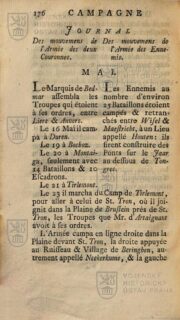 Deník o pohybech armád od května do října 1704 otištěný na konci knihy.
699) k 12. dubnu 2024 – 80. výročí úmrtí; Campagne de Monsieur le Marechal Duc de Villeroy 