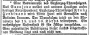 Vídeňský list Reichspost ze 17. března 1914 přinesl v jedné ze svých lokálek první zmínku o plánované červnové cestě následnického páru do Sarajeva. (VHÚ Praha)