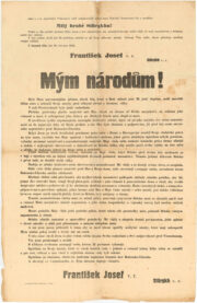 Ve známém císařském manifestu z 28. července 1914 císař František Josef I. obšírněji vysvětloval důvody, které jej přiměly k vyhlášení války Srbsku. FOTO Sbírka VHÚ