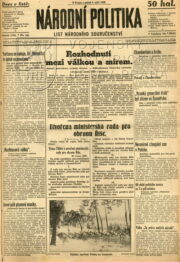 Titulní strana Národní politika 1. září 1939.