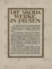 Ukázka textu o podniku a jeho historii; Die Skoda-Werke in Pilsen.