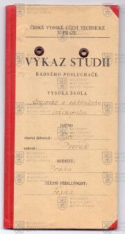 Výkaz o studiu ČVUT, 1939 (1)