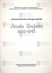 Titulní strana.; CHMIELARZ Andrzej – JASIŃSKI, Grzegorz, Armia Krajowa 1939–1945