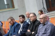 Konference se účastnili i historici Vojenského historického ústavu Praha. Zprava Jan Šach, Karel Straka, Petr Matějček, Tomáš Jakl a za nimi Jaroslav Láník. FOTO Jiří Reichl. VHÚ Praha
