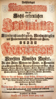 Titulní strana; Vollständiges Diarium Von der Höchst- beglückten . . .