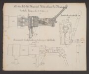 Nákres Mitrailleuse, tedy strojní pušky (kulometu) z 2. poloviny 19. století.