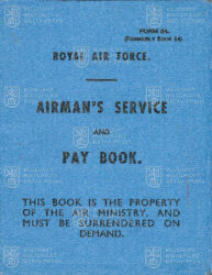 Vojenská knížka RAF (Form 64) radiotelegrafisty Petra Gibiána, 1942