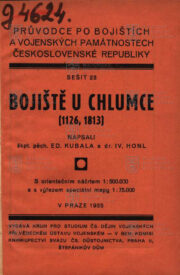 Původní obálka publikace. KUBALA, Eduard a HONL, Ivan. Bojiště u Chlumce (1126, 1813)