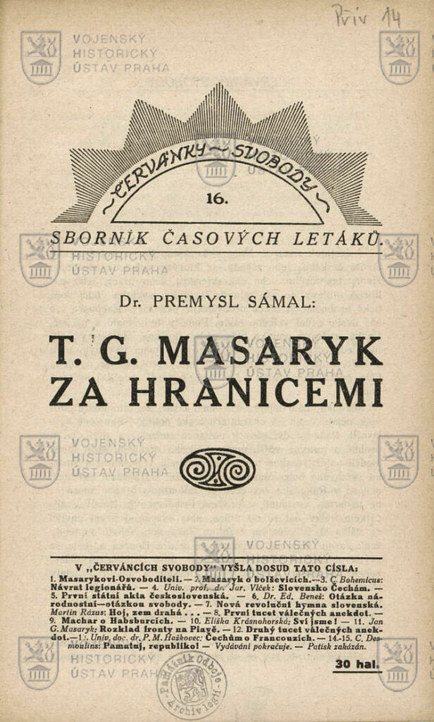 ŠÁMAL, Přemysl. T. G. Masaryk za hranicemi